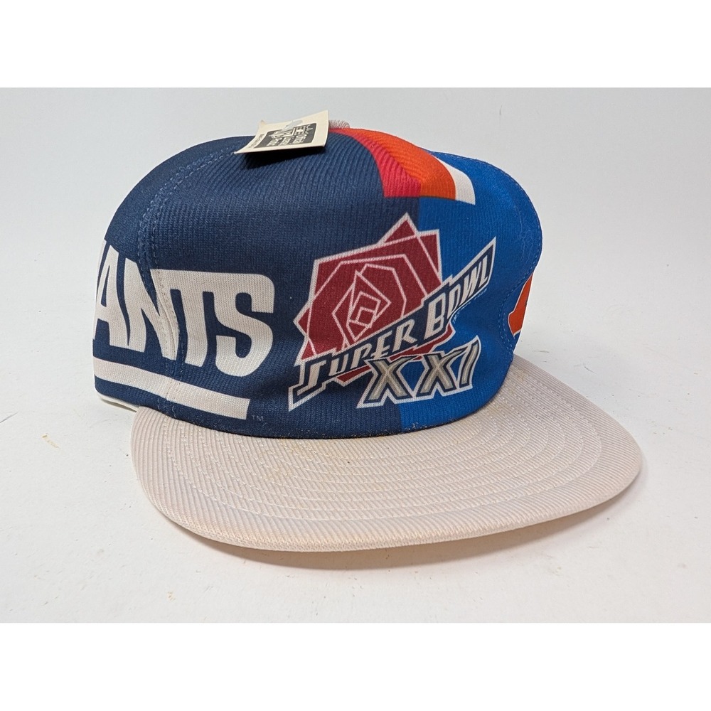 VINTAGE New York Giants Hat Cap Snap Back Mens One Size Blue NFL Super Bowl XXI